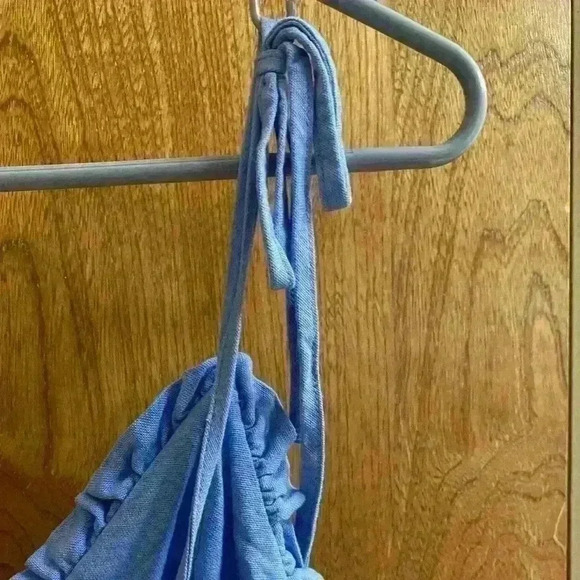 Deluc June Mini Dress in Light Blue Size Large with Adjustable Tie Straps - Picture 6 of 7